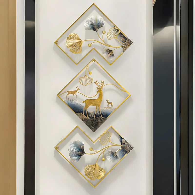 Deer Metal Wall Decor Gold Metal Wall Art 3 Piece Large