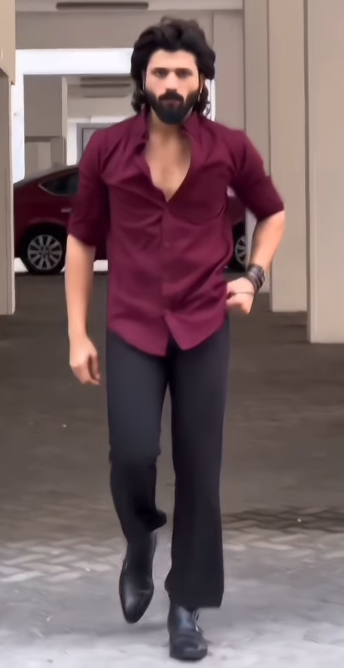 Men’s Maroon Slim-Fit Shirt with Black Flared Trousers – Statement Casual Set