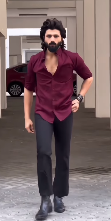 Men’s Maroon Slim-Fit Shirt with Black Flared Trousers – Statement Casual Set