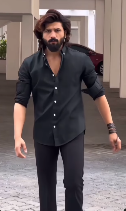 Men’s Dark Green Shirt with Black Slim-Fit Trousers – Elegant Smart Casual Combo
